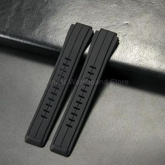 Bracelet de montre en Silicone noir résistant à la sueur