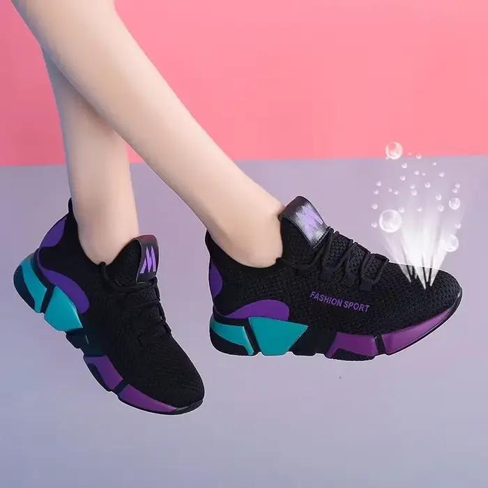 Chaussures de sport vulcanisées respirantes en maille pour femme 2026 – Baskets chaussettes en tissu pour fitness en extérieur