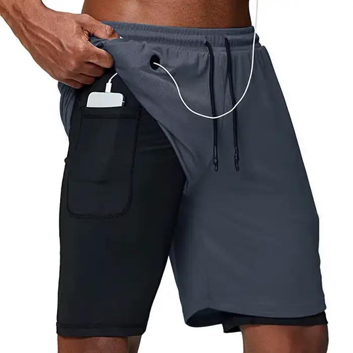 Shorts de course pour hommes 2 en 1