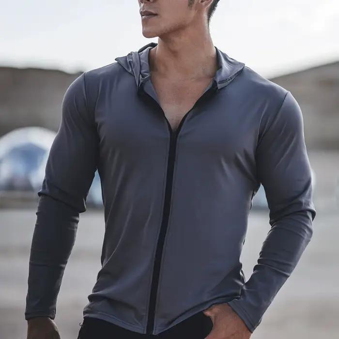 Printemps automne veste hommes Fitness vêtements de sport entraînement de gymnastique à manches longues sweat Jogging