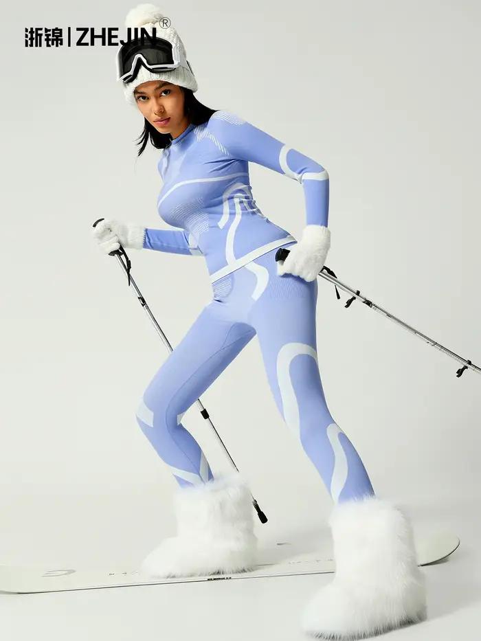 Ensemble de sous-vêtements thermiques de ski sans couture pour femme