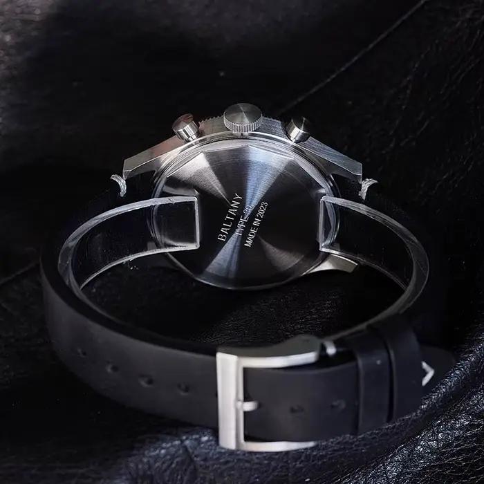 Baltany chronographe militaire homme S5054 montre à Quartz de Style rétro bracelet en cuir verre saphir 5ATM