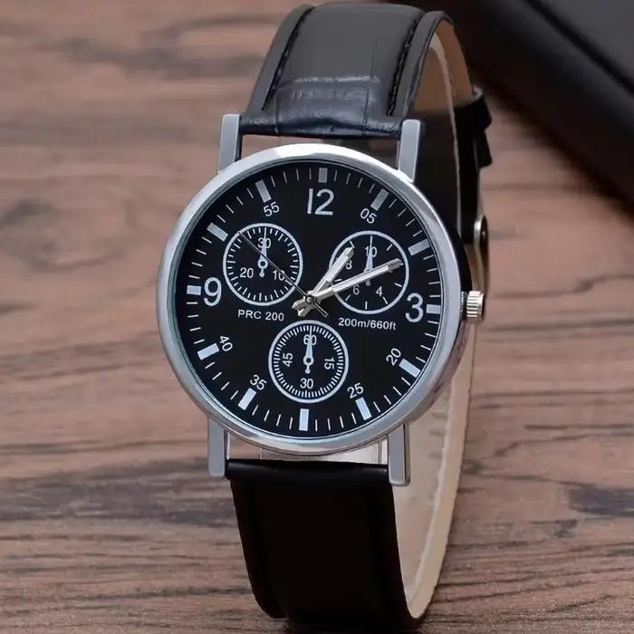 Montre à Quartz pour hommes, cadran bleu, verre minéral, bracelet en acier inoxydable, robe élégante pour hommes, Style d'affaires