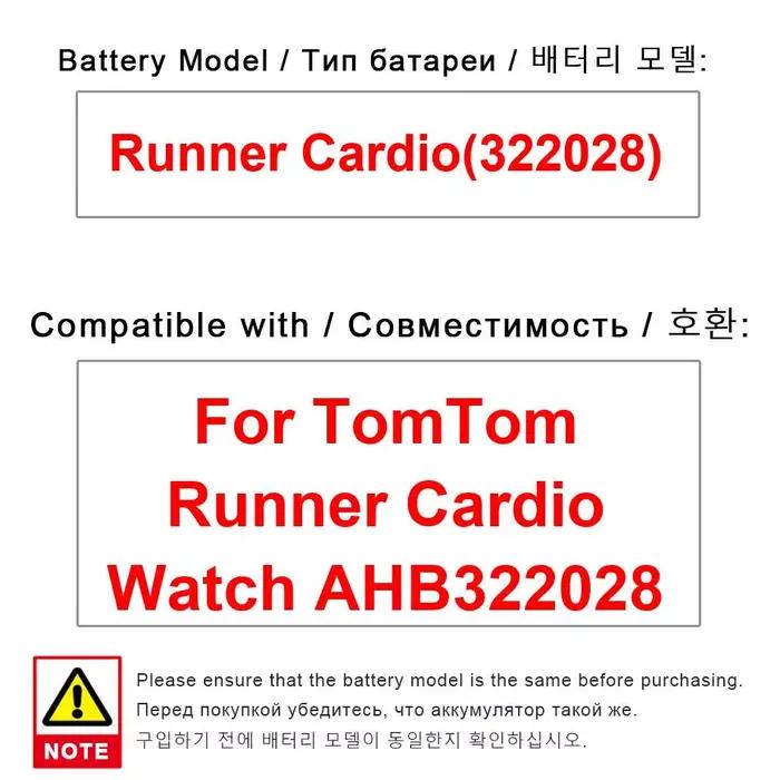 Batterie de rechange premium pour montre connectée TomTom Runner Cardio AHB322028 322028