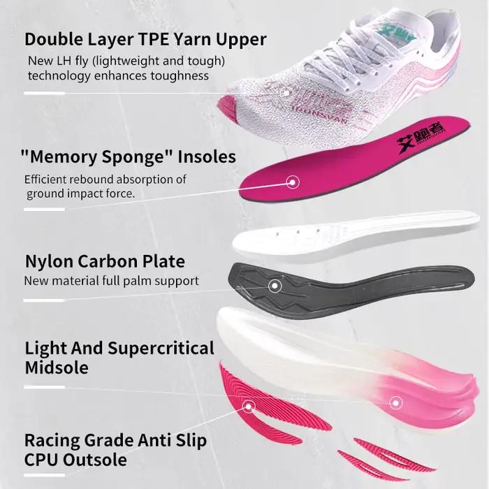 IRUNSVAN Marathon Racing plaque de carbone chaussures de course pour hommes Ultra léger Absorption des chocs