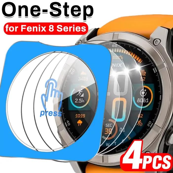Verre pour Garmin Fenix 8 43mm/47mm/51mm AMOLED protecteur d'écran solaire avec alignement automatique Kit