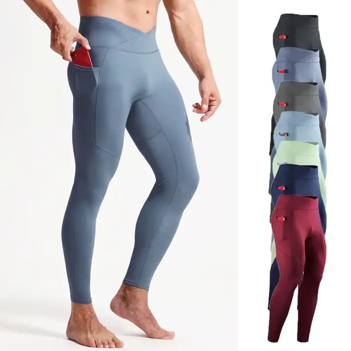 Été printemps automne hommes collants de course GYM poche pantalon mâle basket-ball Football Fitness exercice Sport longs Leggings 24