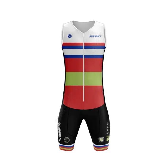 Combinaison de course pour hommes sans manches ensemble de maillots polyester lycra pour triathlon natation vélo compétition sportif