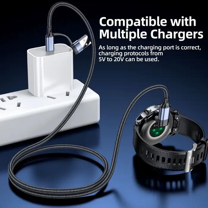Câble de charge USB-C pour Garmin Fenix 8 E 7 7X 7S 6 Solar Forerunner 970 965 955 USB A charge rapide durabilité polyvalence