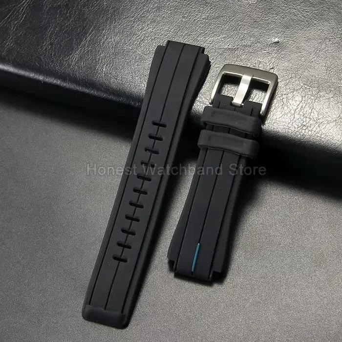Bracelet de montre en Silicone noir résistant à la sueur