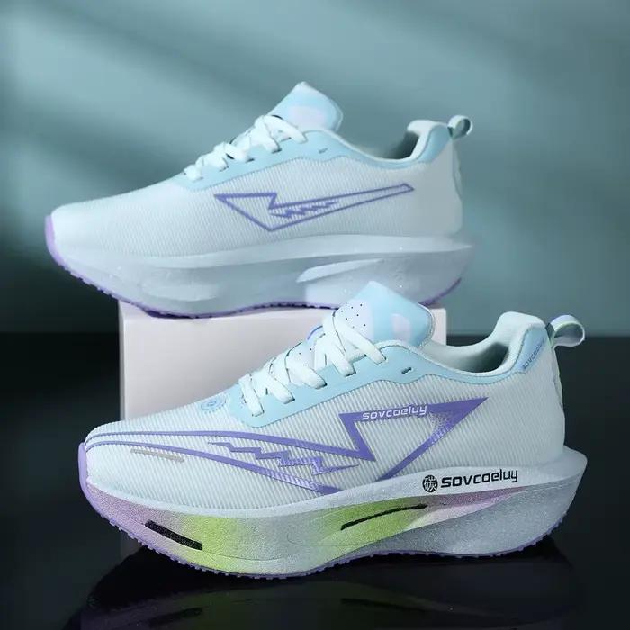 Chaussures de course avec plaque en carbone, spéciales marathon, respirantes, légères, confortables, antidérapantes, pour hommes et femmes
