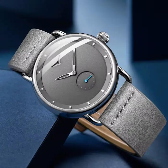 Montre décontractée hommes marque ONOLA montre-bracelet à quartz simple étanche en cuir homme