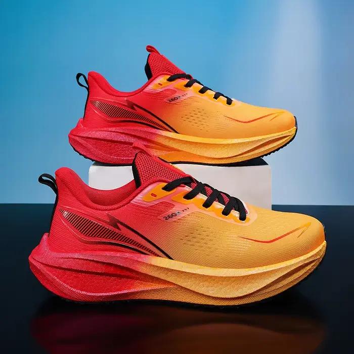 Chaussures de course pour hommes, baskets de sport respirantes, légères et confortables, avec coussin d'air et plaque en carbone, pour marathon, athlétisme en plein air, pour femmes