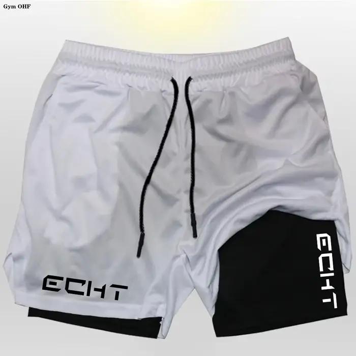 Shorts de course homme polyester double couche séchage rapide fitness gym entraînement jogging occaions sportives