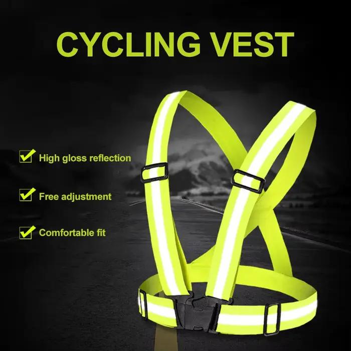 Gilet de sécurité réfléchissant haute visibilité jaune avec sangles réglables pour la course nocturne