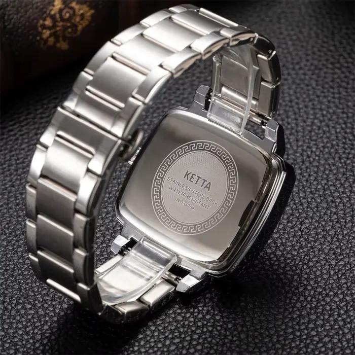 KETTA nouvelles montres d'affaires de loisirs pour homme veilleuse fonction calendrier cadran carré étanche montre à Quartz pour hommes reloj hombre
