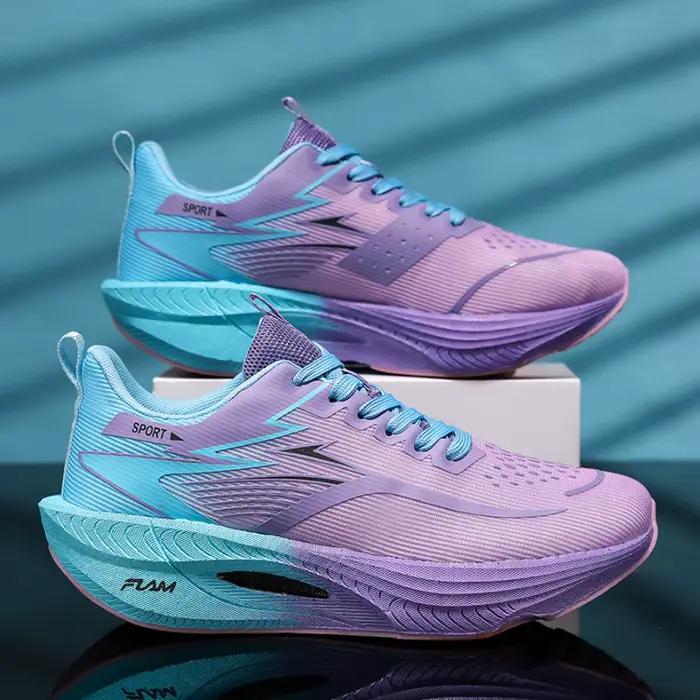 Chaussures de course sportives 2026 pour hommes et femmes, avec plaque en carbone, coussin d'air, respirantes, légères, confortables et antidérapantes