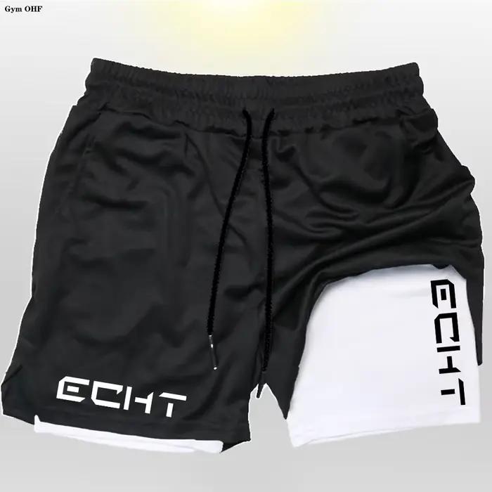 Shorts de course homme polyester double couche séchage rapide fitness gym entraînement jogging occaions sportives