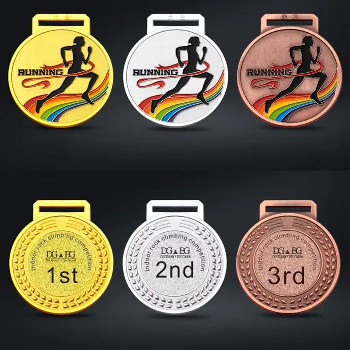 Médailles de prix du gagnant d'or de Marathon avec ruban de cou