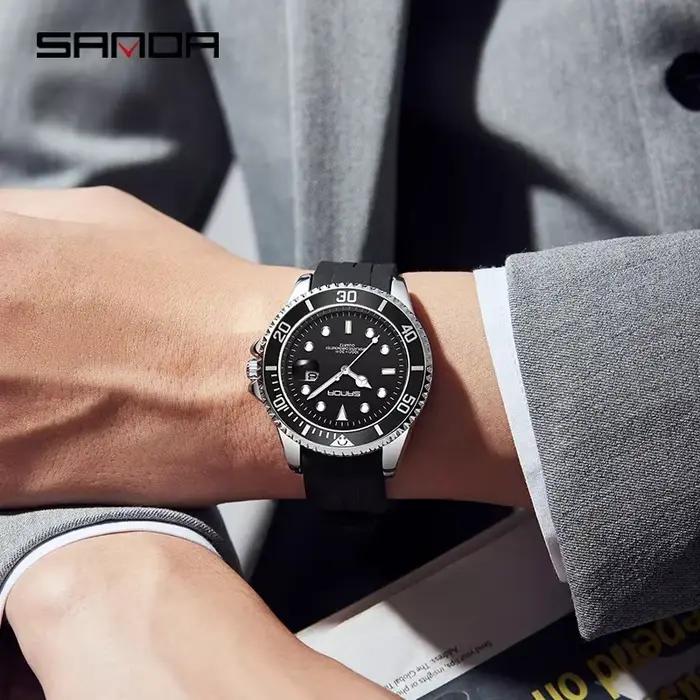 Montre de sport à quartz étanche en silicone pour homme