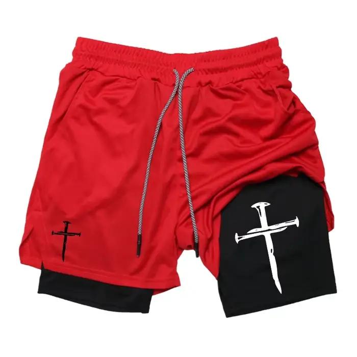 Shorts de sport 2-en-1 Cross Graphic pour hommes – Performance en salle