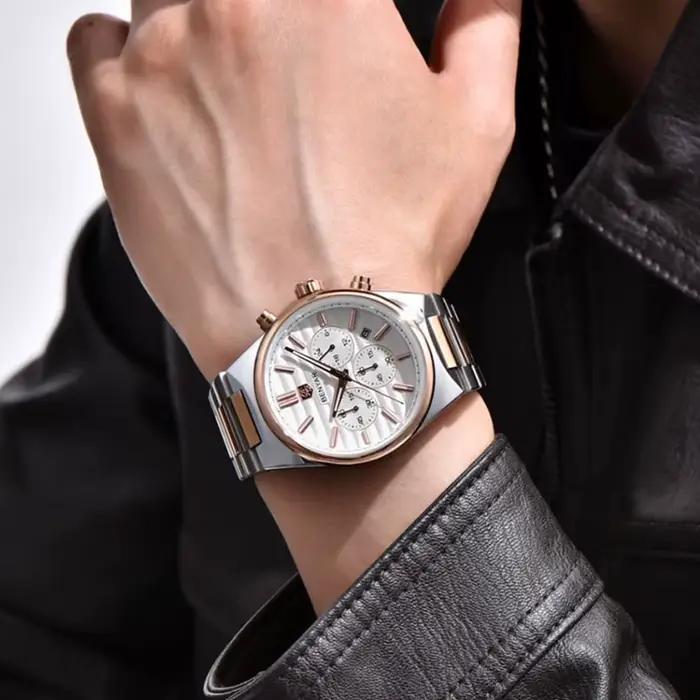 EBNYAR nouveau 5214 chronographe 42mm montre à Quartz en acier inoxydable étanche montres pour hommes haut de gamme montre-bracelet cadeau reloj hombre