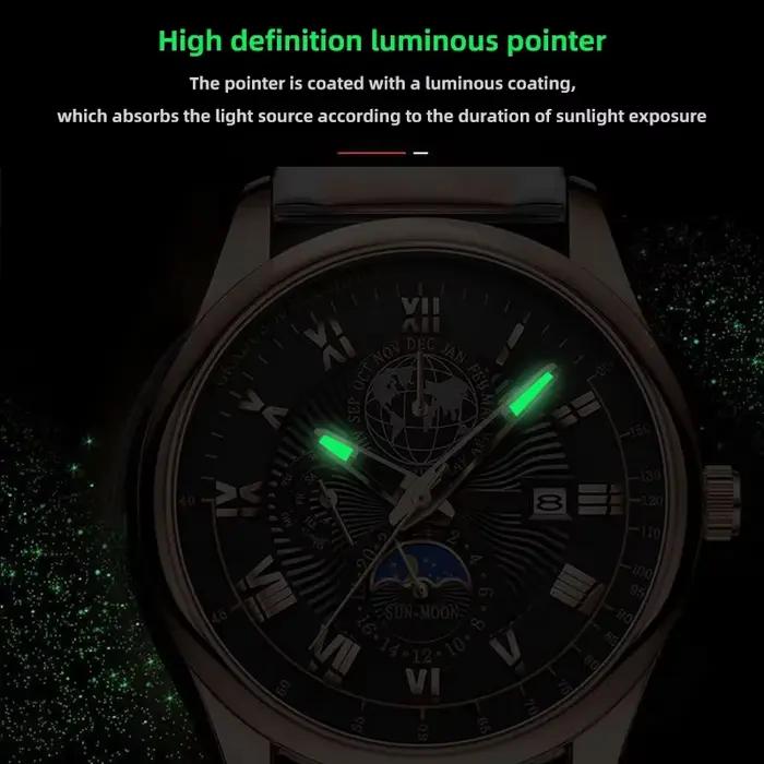 2025 hommes montre haut tendance luxe Sport montre-bracelet pour homme étanche lumineux en cuir Date montres à Quartz