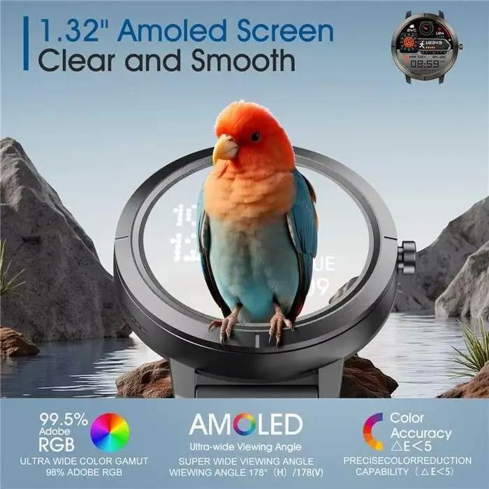 GPS montre intelligente 1.32 "HD AMOLED affichage intégré GPS Bluetooth appels téléphoniques sport Smartwatch pour hommes accessoire intelligent 5ATM