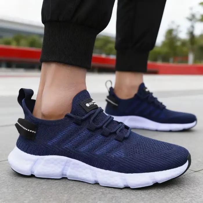 Chaussures de course pour hommes léger à semelles souples maille respirant à lacets