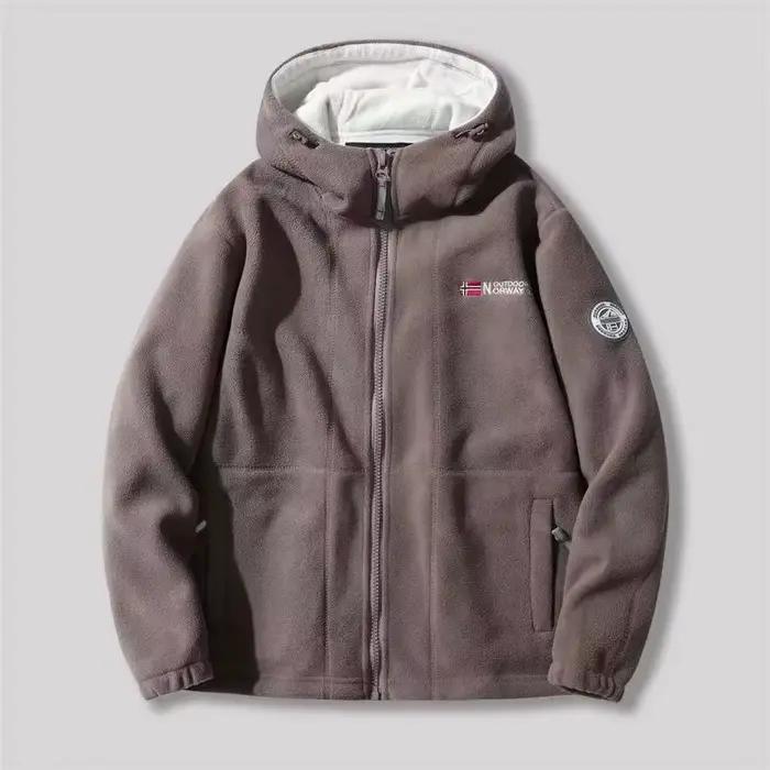 Veste de sport chaude et épaisse avec col rabattu pour hommes, coupe-vent, respirante, polyester, automne et hiver