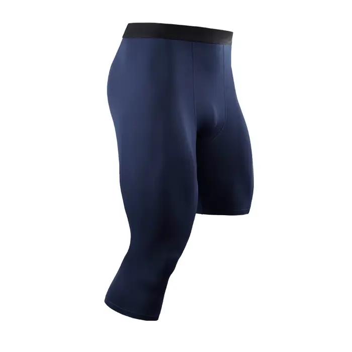 Été hommes Capri collants de course GYM 3/4 pantalons mâle basket-ball Football Fitness exercice Sport recadrée une jambe Leggings 20