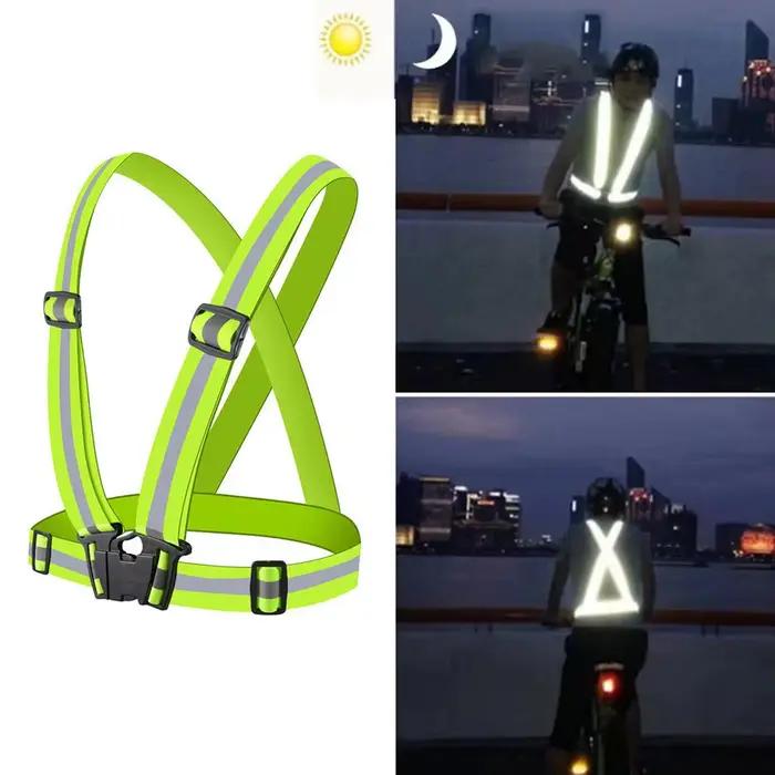 Gilet de sécurité réfléchissant haute visibilité jaune avec sangles réglables pour la course nocturne