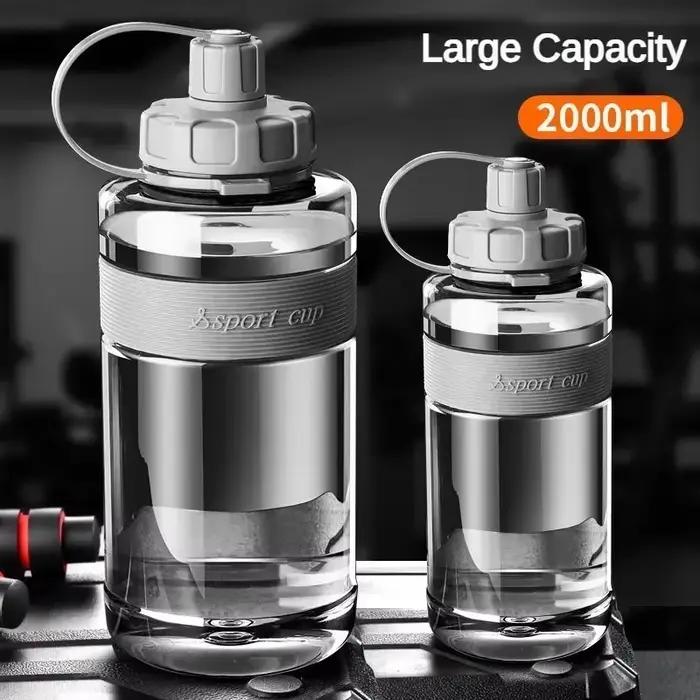 Grande bouteille d'eau de 2 litres avec paille 2L/1.5L/1L/0.6L