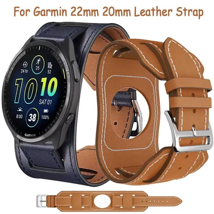 22/20mm Bracelet en cuir Premium Garmin Forerunner 265 165 55 965 970 570