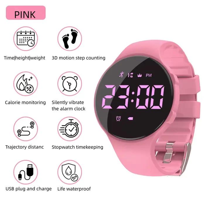Podomètre montre intelligente fréquence Smartwatch Fitness Tracker silencieux Vibration réveil pour obtenir le comptage des pas étanche bracelet intelligent
