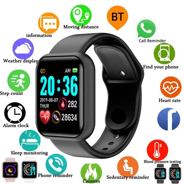 Montre intelligente sportive pour femmes et hommes suivi des pas tracker de fitness moniteur de sommeil réveil occasionnels activités aquatiques bracelet détachable