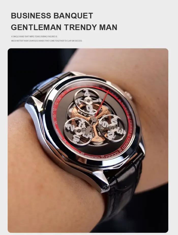 Montre automatique LOBINNI édition limitée pour homme avec mouvement manuel et automatique cadran rond acier inoxydable bracelet cuir résistance à l'eau 5 bars quartz saphir occasions spéciales