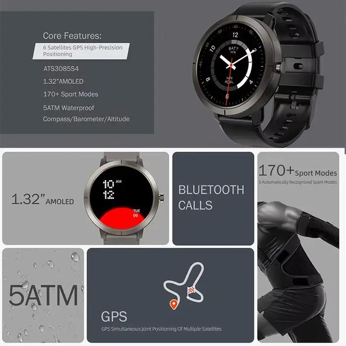 Montre connectée GPS 2026 AMOLED 1.32 HD avec appels Bluetooth