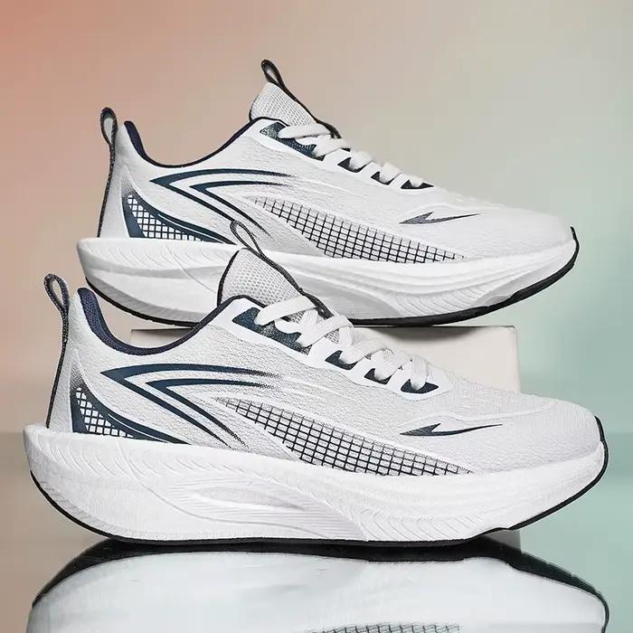 Chaussures de course Marathon pour hommes, baskets de sport avec plaque en carbone, coussin d'air, respirantes, légères, confortables, athlétiques, antidérapantes