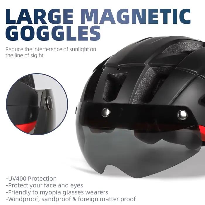 VICTGOAL casque de vélo avec lunettes de soleil visière feu arrière LED casque de vélo de montagne lunettes de soleil bouclier route vtt casques de cyclisme