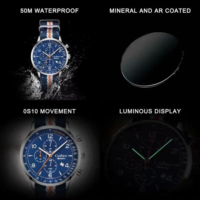 CADISEN montres pour hommes montre à Quartz de luxe