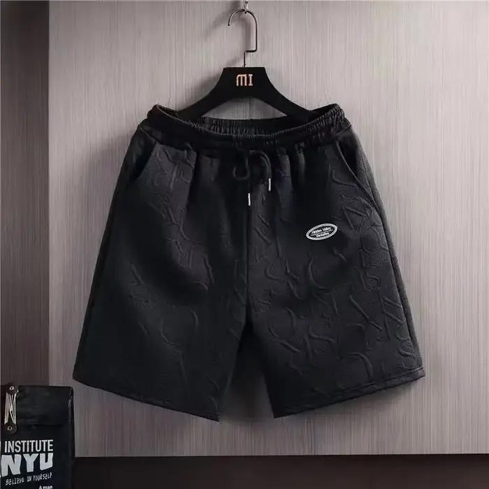 Short pour hommes été course décontracté Jogging Sport pantalon court lettre imprimer couleur unie cordon ample sec Gym