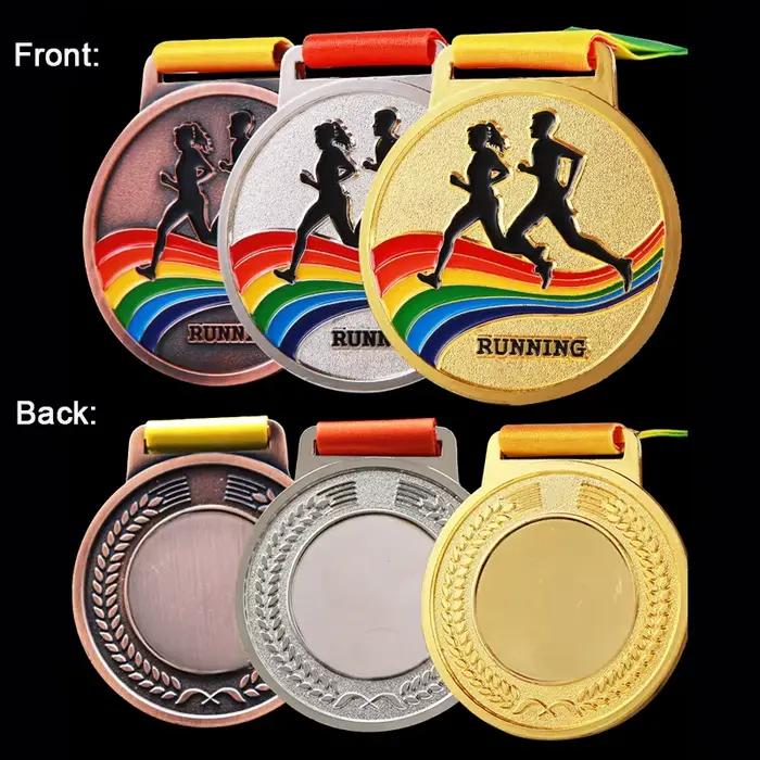Médailles de prix du gagnant d'or de Marathon avec ruban de cou