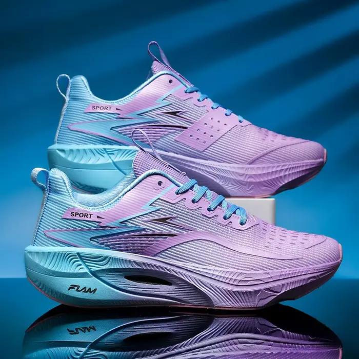 Chaussures de course en carbone pour hommes et femmes, chaussures d'entraînement ultra légères, chaussures de sport amortissantes et résistantes à l'usure