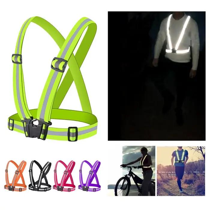 Gilet de sécurité réfléchissant haute visibilité jaune avec sangles réglables pour la course nocturne