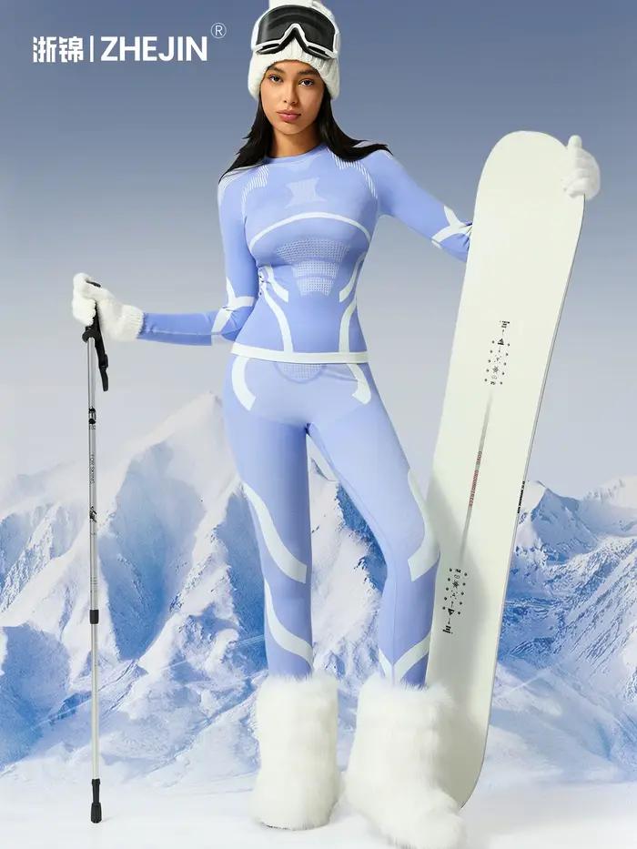 Ensemble de sous-vêtements thermiques de ski sans couture pour femme