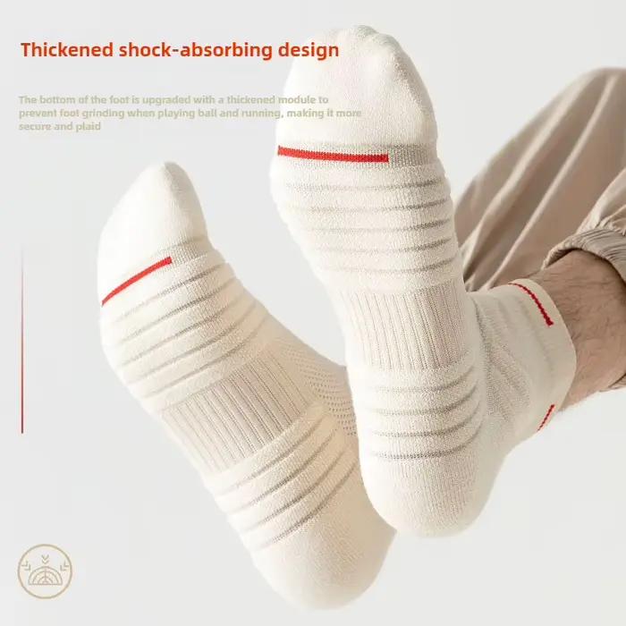2 paires - Chaussettes de course athlétiques pour hommes, mi-mollet, semelle épaisse en tissu éponge, pour marathon, basketball, badminton, entraînement sportif