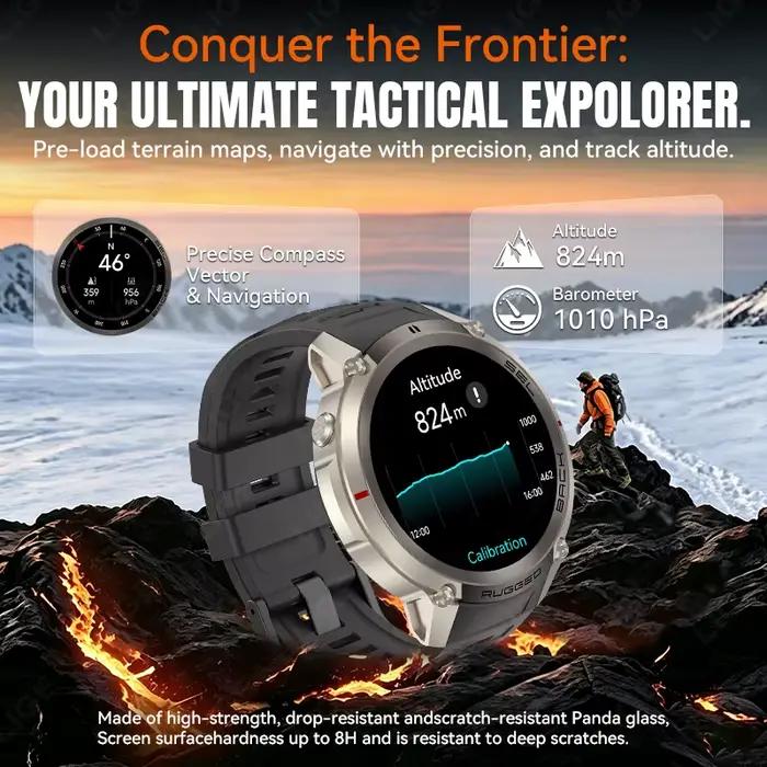 Nouvelle Montre Connectée Militaire Robuste 2026 avec Carte GPS Hors Ligne