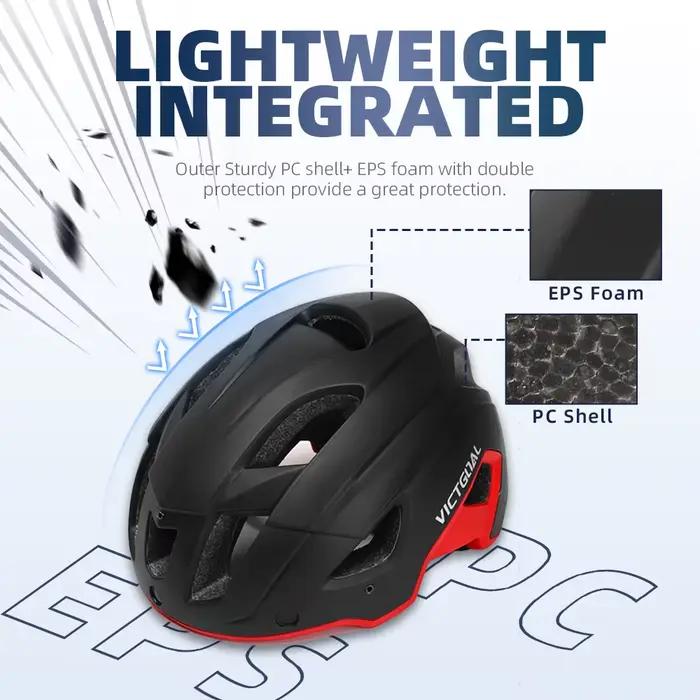 VICTGOAL casque de vélo avec lunettes de soleil visière feu arrière LED casque de vélo de montagne lunettes de soleil bouclier route vtt casques de cyclisme