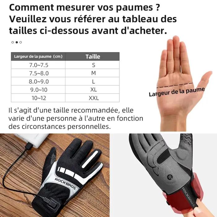 ROCKBROS – gants de vélo pour hommes et femmes SBR avec écran tactile USB chauffants coupe-vent respirant pour Moto